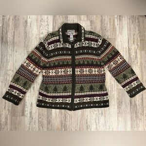 Heirloom Collectibles Fair Isle Zip Holiday Cardigan